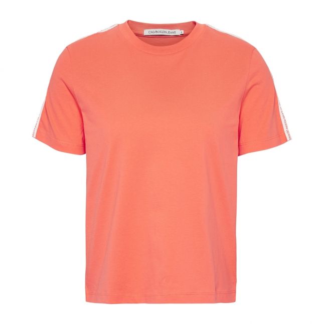 Womens Hot Coral Tape Logo S/s T Shirt