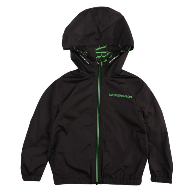 Boys Black/Green Large Logo Reversible Hooded Jacket