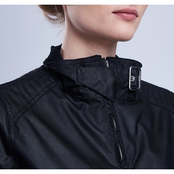 Womens Black Tain Waxed Jacket