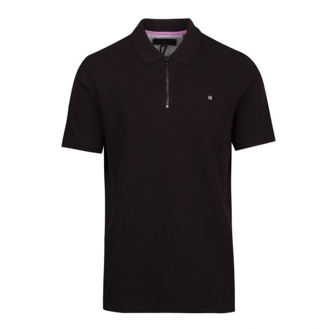 Mens Black Dodgem Textured S/s Polo Shirt