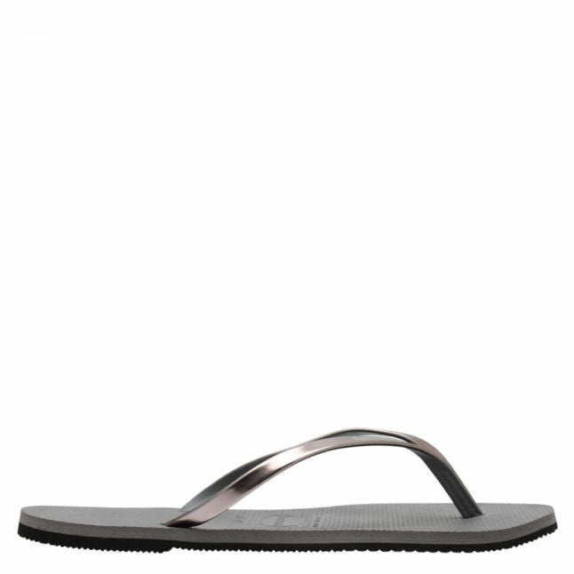 Womens Steel Grey You Metallic Flip Flops