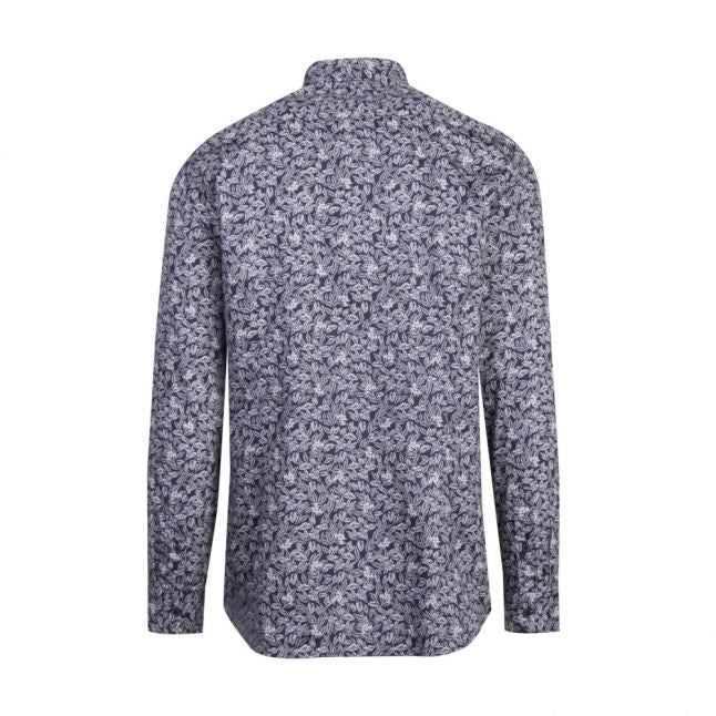 Mens Navy Droite Floral Print L/s Shirt