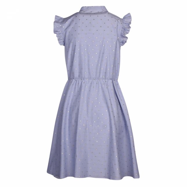 Womens White/Blue Beyonc Cotton Ruffle Dress