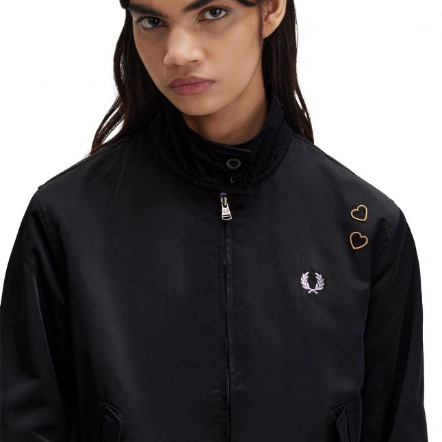 Womens Black Amy Winehouse Satin Zip Jacket