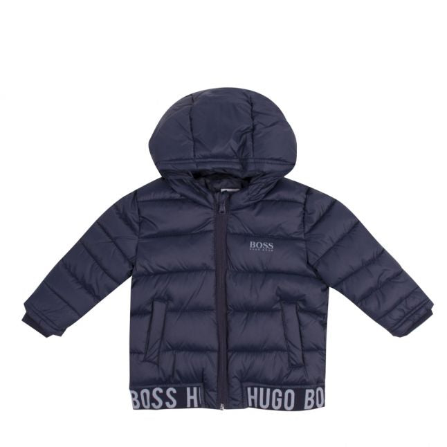 Toddler Navy Branded Tape Padded Hooded Coat