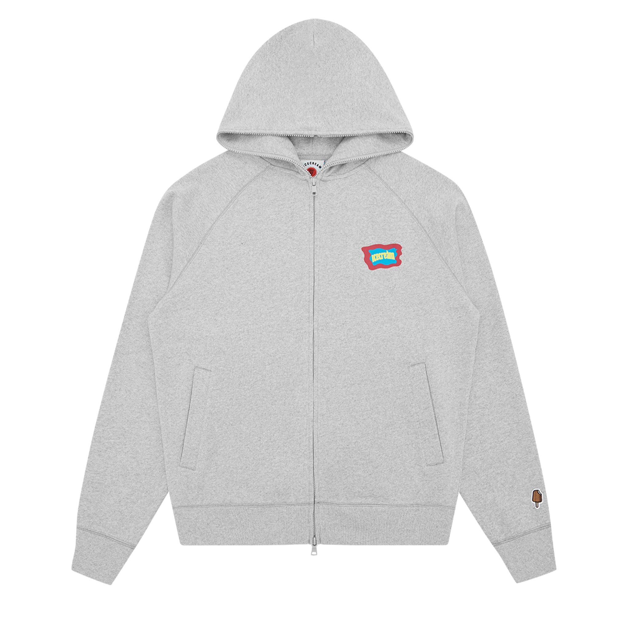 Mens ICECREAM Heather Grey Block Logo Zip Up Hoodie