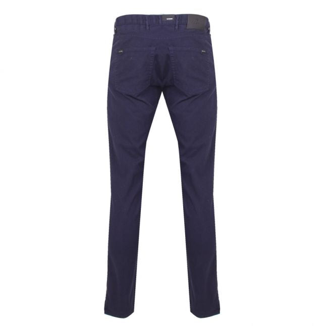 Mens Navy Tapered Stretch 5 Pocket Trousers