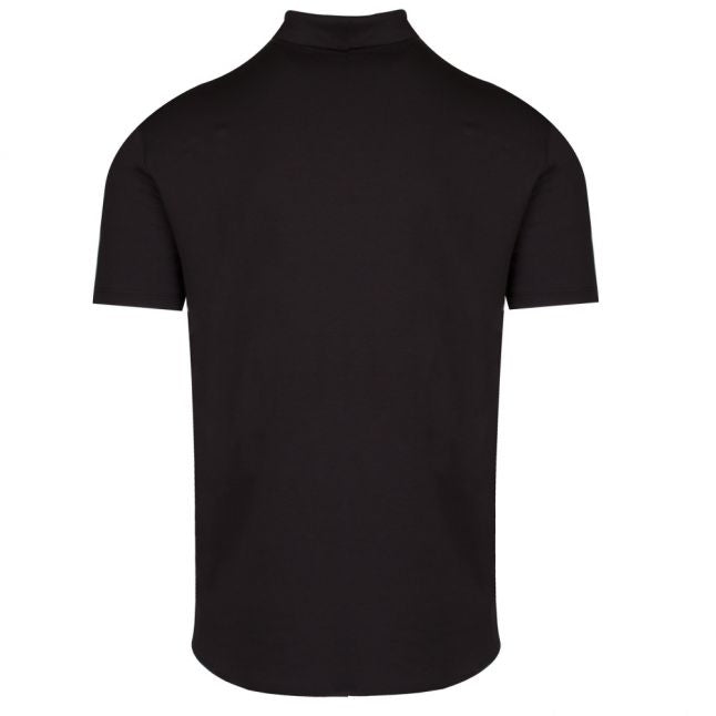 Mens Black Slim Collar Jersey Slim Fit S/s Shirt