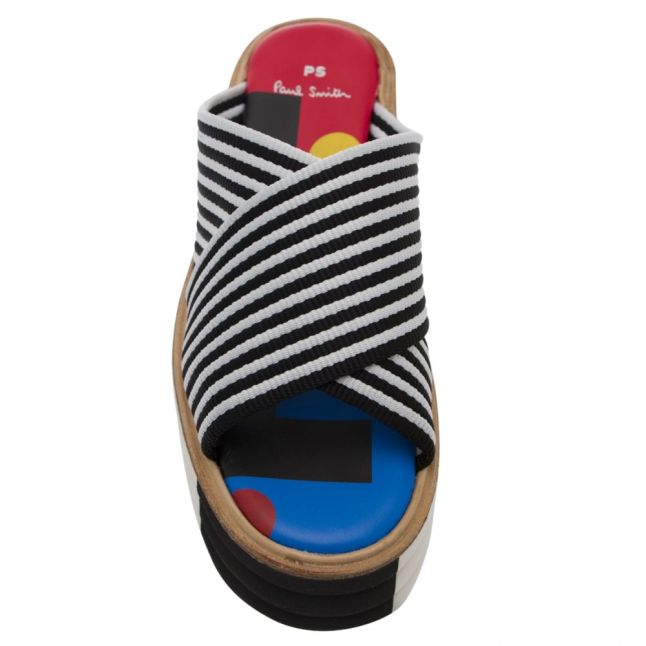 Womens Black Debra Stripe Flatform Slides