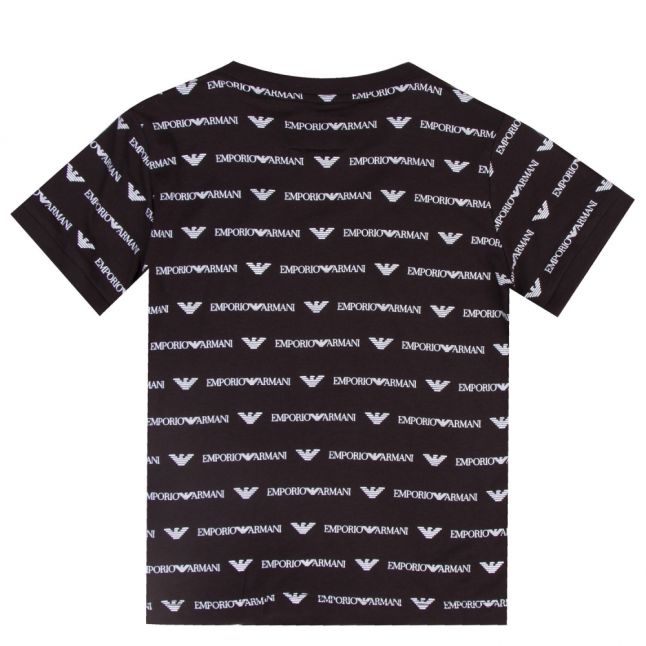 Boys Black Multi Logo Print S/s T Shirt