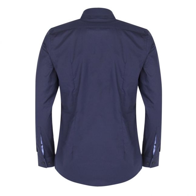 Mens Navy Sky Trim Koey Slim Fit L/s Shirt