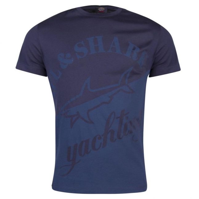 Paul & Shark Mens Blue Tonal Big Logo SF S/s T Shirt