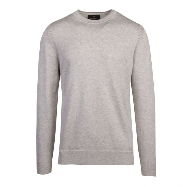 Mens Light Grey Melange Moss Crew Neck Jumper