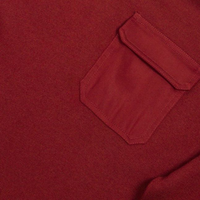 Mens Dark Red Saysay Patch Pocket Crew Knitted Jumper