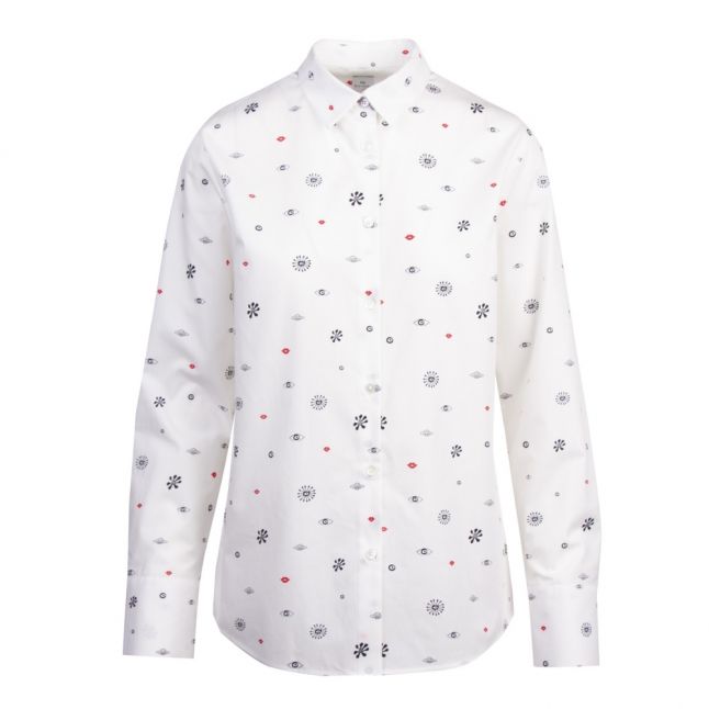 Womens White Lips & Space Icon L/s Shirt