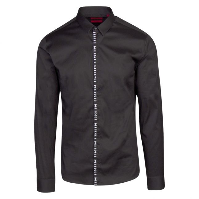 Mens Black Ero3 Trim Slim Fit L/s Shirt