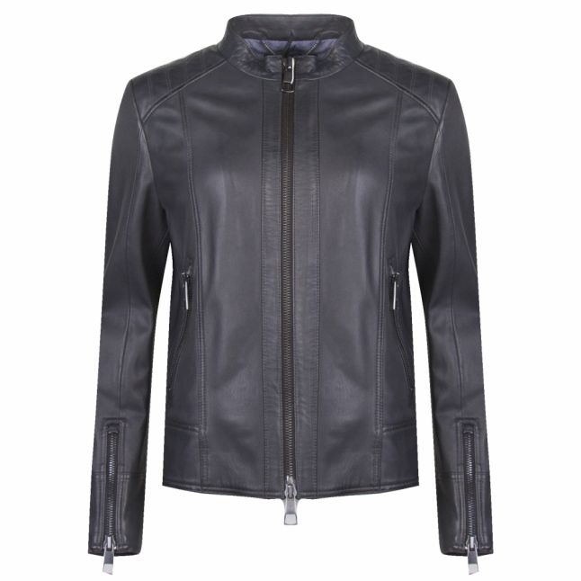 Casual Womens Darkest Grey Jafable Leather Jacket