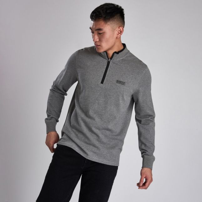 Mens Anthracite Marl Bleaser Half Zip Sweat Top