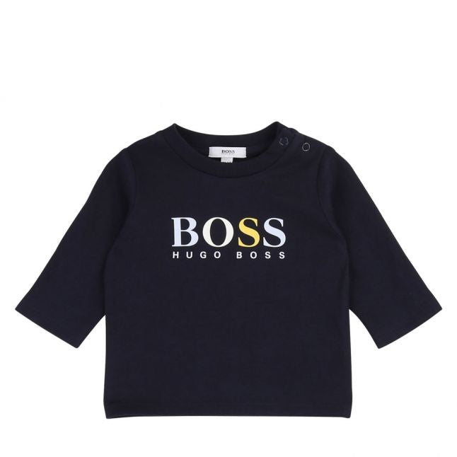 Baby Navy Multi Logo L/s T Shirt