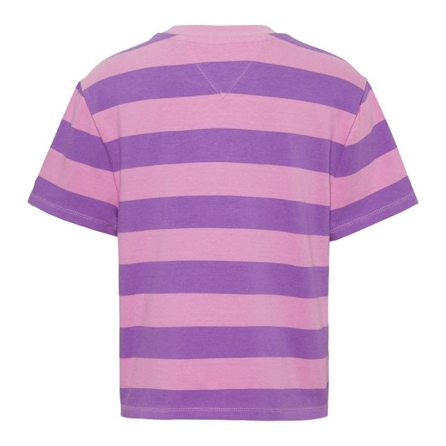 Womens Hyacinth/Lilac Logo Stripe S/s T Shirt