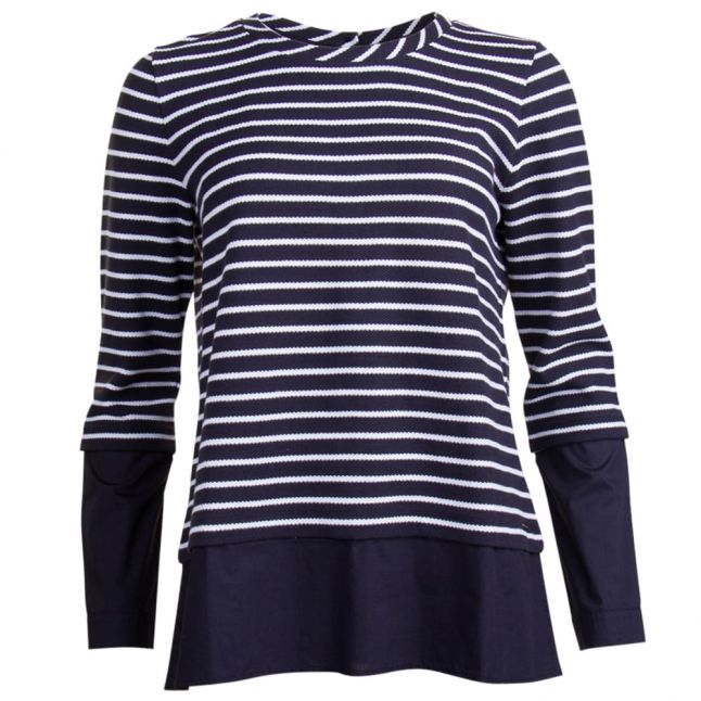 Womens Dark Blue Tawoven Stripe Knitted Jumper