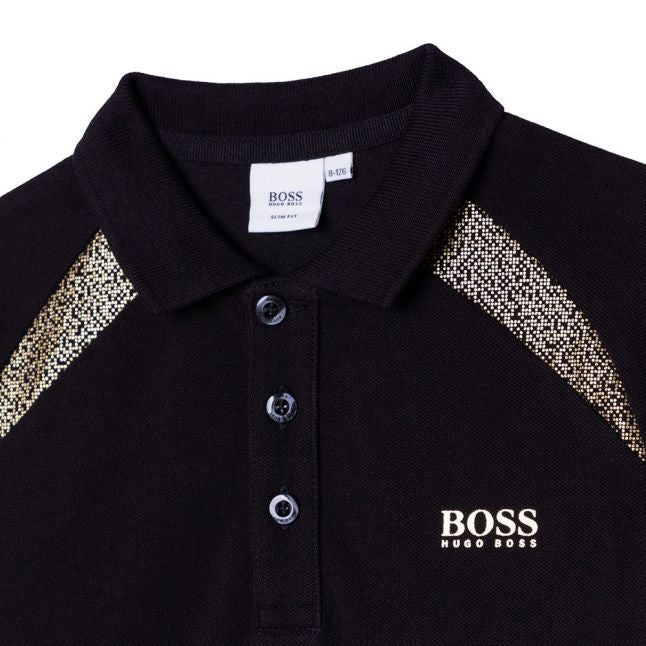 Boys Black Gold Pixel S/s Polo Shirt