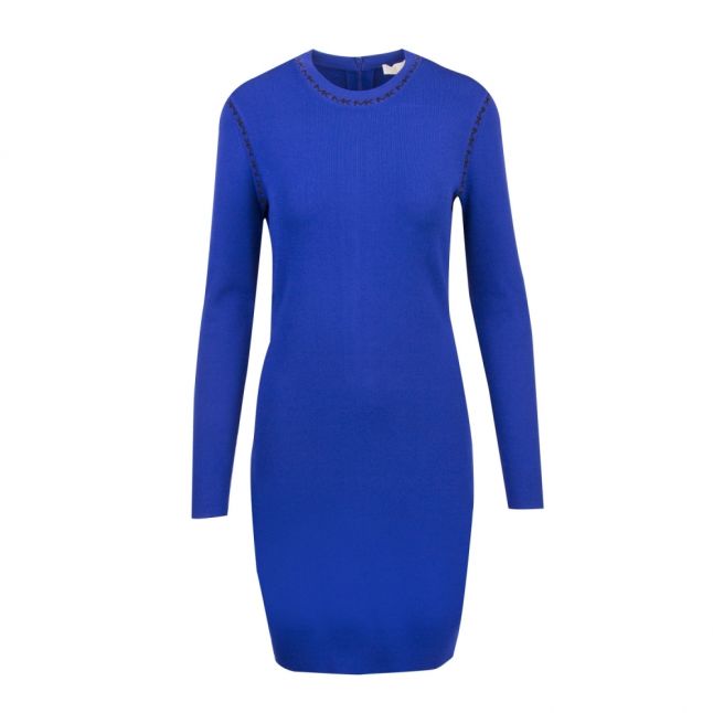 Womens Twilight Blue Logo Trim Bodycon L/s Dress