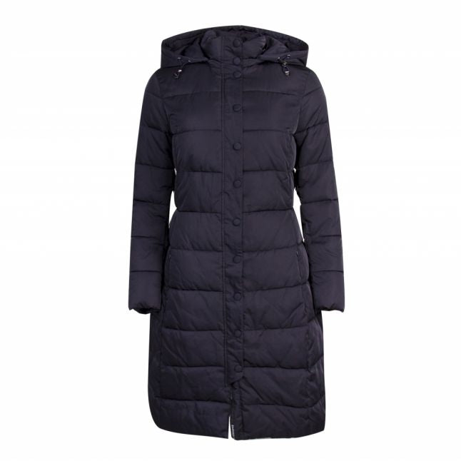 Womens Navy Long Down Padded Coat