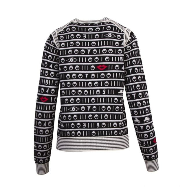 Womens Black Lips & Space Icon Crew Neck Knitted Jumper