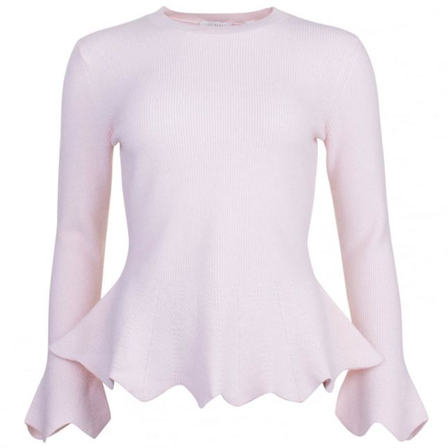 Womens Pale Pink Bobbe Peplum Knitted Top