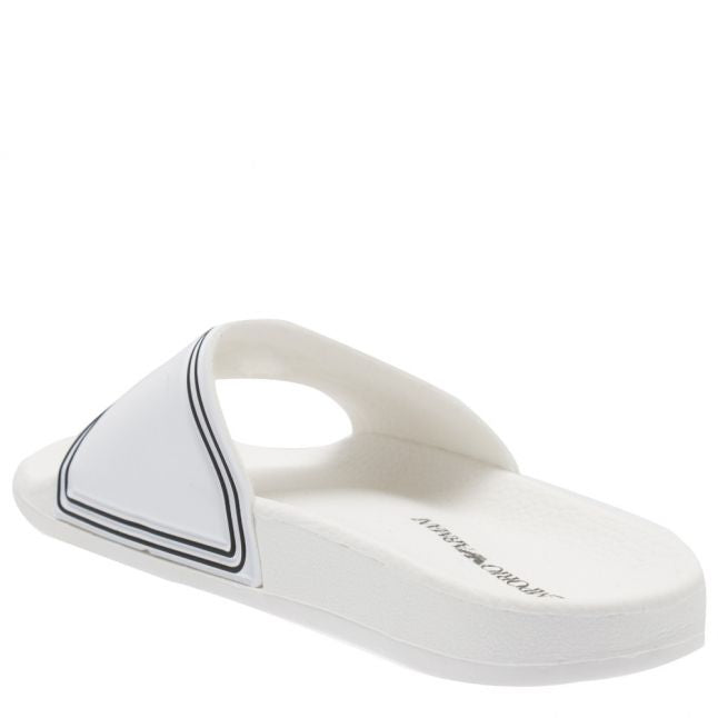 Womens White Eagle Logo Slides