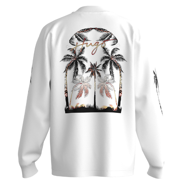 Mens HUGO White Damazonas L/s T Shirt