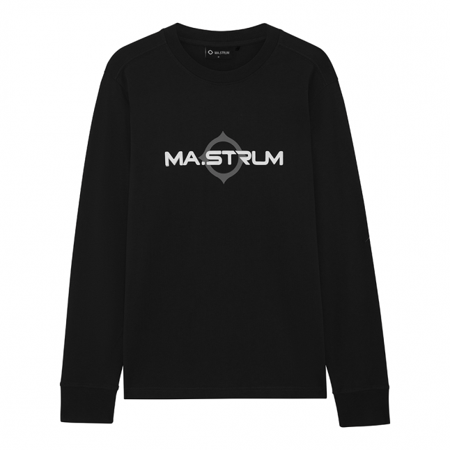 Mens Jet Black Logo Print L/s T Shirt