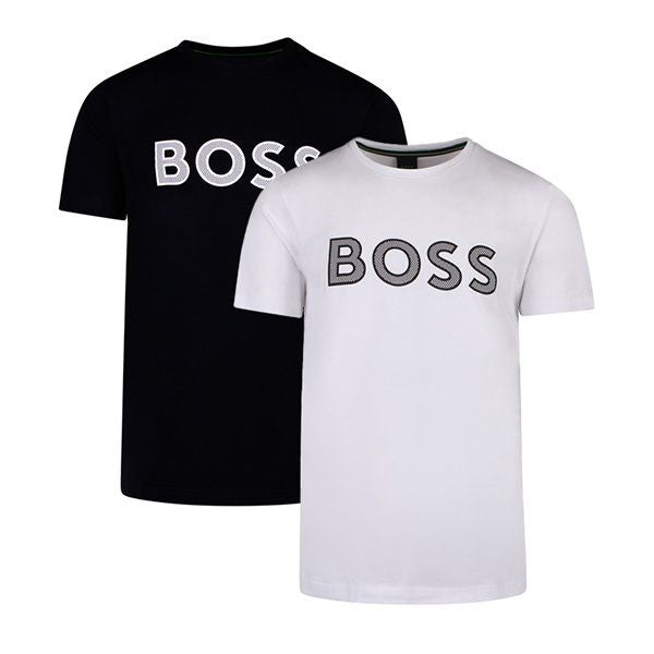 Mens White/Black S/s T-Shirt 2 Pack