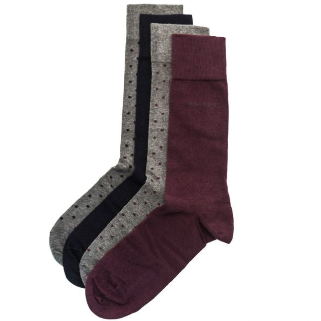 Mens Medium Purple 4 Pair Socks Design Boxed Gift Set