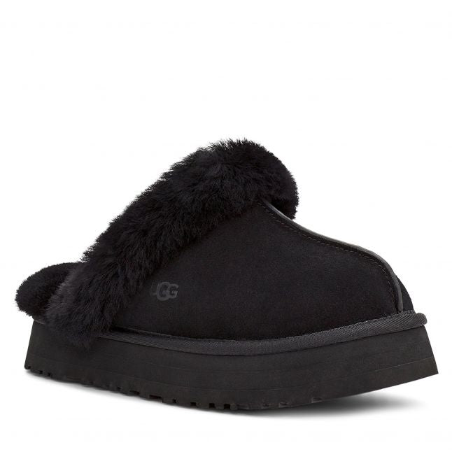 Womens UGG Black Disquette Slippers