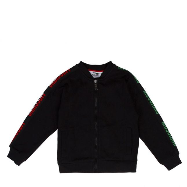 Boys Black Logo Tape Sweat Jacket