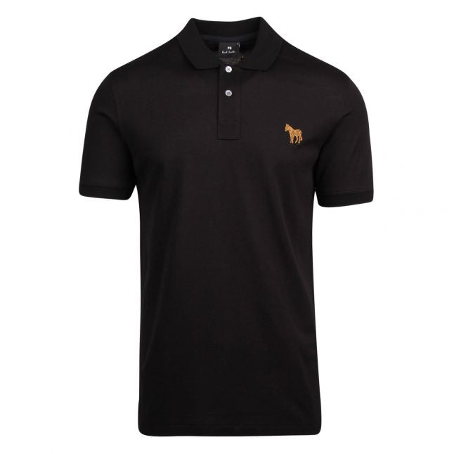 Mens Black Scribble Zebra Slim Fit S/s Polo Shirt