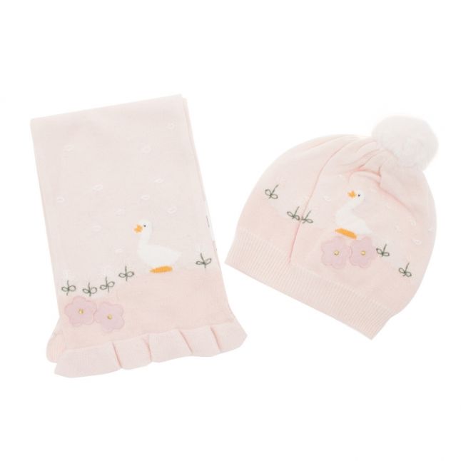 Infant Rose Duck Hat & Scarf Set