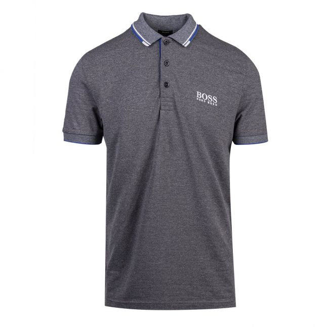 Mens BOSS Navy Marl Paddy Pro Regular Fit S/s Polo Shirt