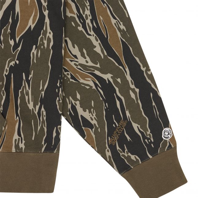 Mens Khaki Camo Arch Logo Camo Hoodie