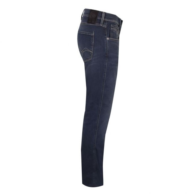 Mens Blue Black Anbass Hyperflex Slim Fit Jeans