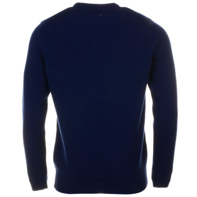 Mens Navy Lambswool Knitted Jumper