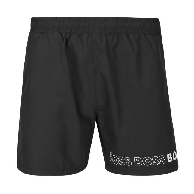 Mens Black Dolphin Repeat Logo Swim Shorts