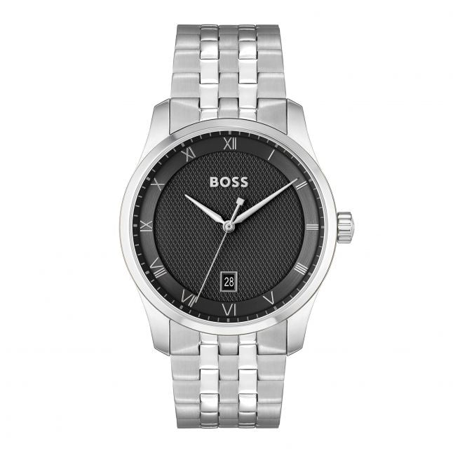 Mens Silver/Black Principle Bracelet Watch