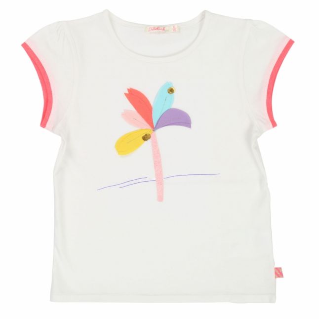 Girls Ivory Glitter Palm Tree S/s T Shirt