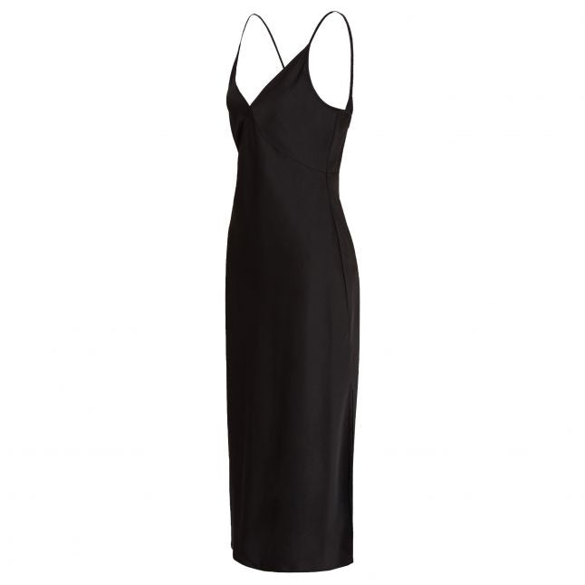 Womens Black Satin Cami Midi Dress