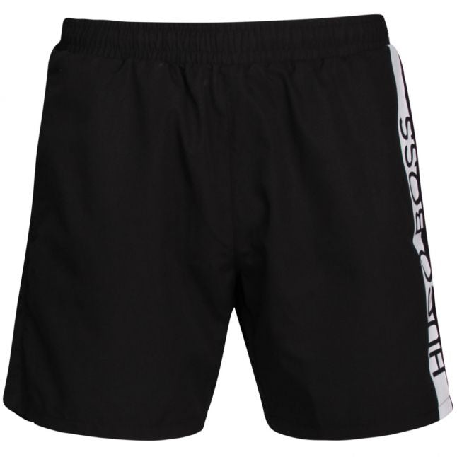 Mens Black Dolphin Side Logo Swim Shorts