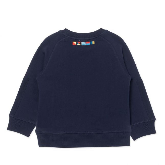 Boys Navy Colour Logo Sweat Top