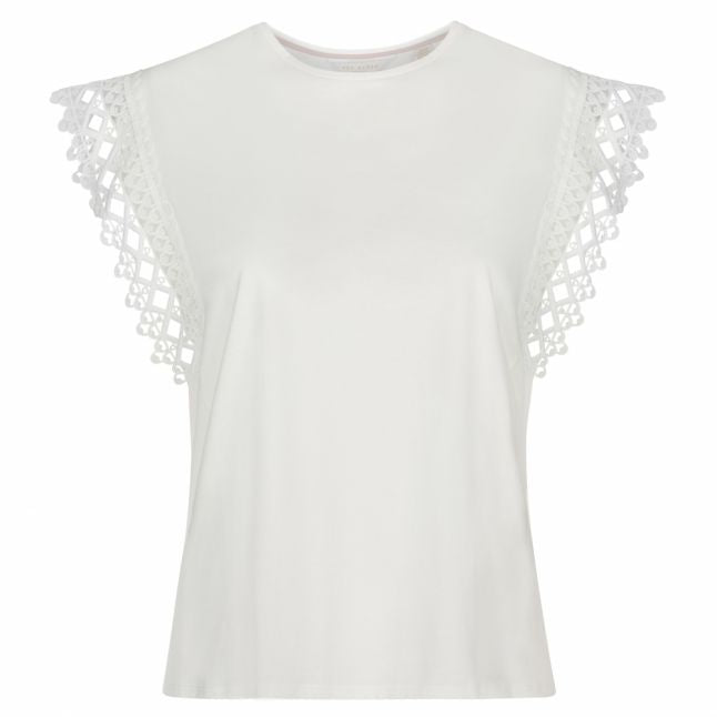 Womens Ivory Ulayna Lace Sleeve S/s Top